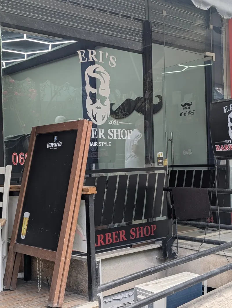The Eri's Barbershop shop front on Rruga Adem Sheme